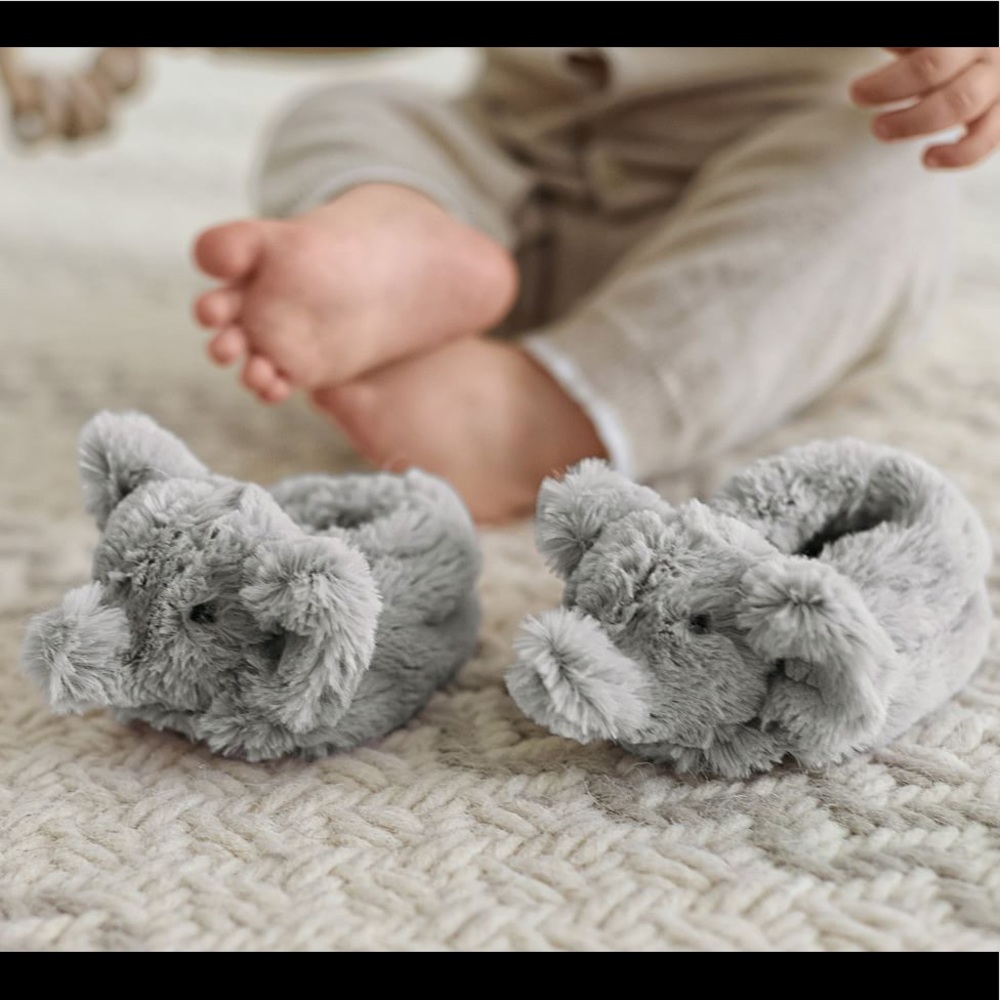 Pottery barn baby elephant plush baby slippers